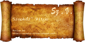 Szopkó Vitus névjegykártya